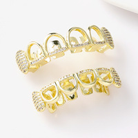 Grillz CZ Hollow Fang, Bijoux dentaires Hip Hop, Cadeau d'Halloween, Style Punk Urbain pour Hommes et Femmes, Vente en Gros