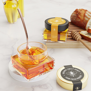 Tùy Chỉnh Gói Thủy Tinh Lưu Trữ Jar 106Ml 150G Mật Ong Vuông Rộng Miệng Caviar Lưu Trữ Chai Thủy Tinh Nhỏ Mật Ong Mứt Jar Với Dipper - Product Image 4