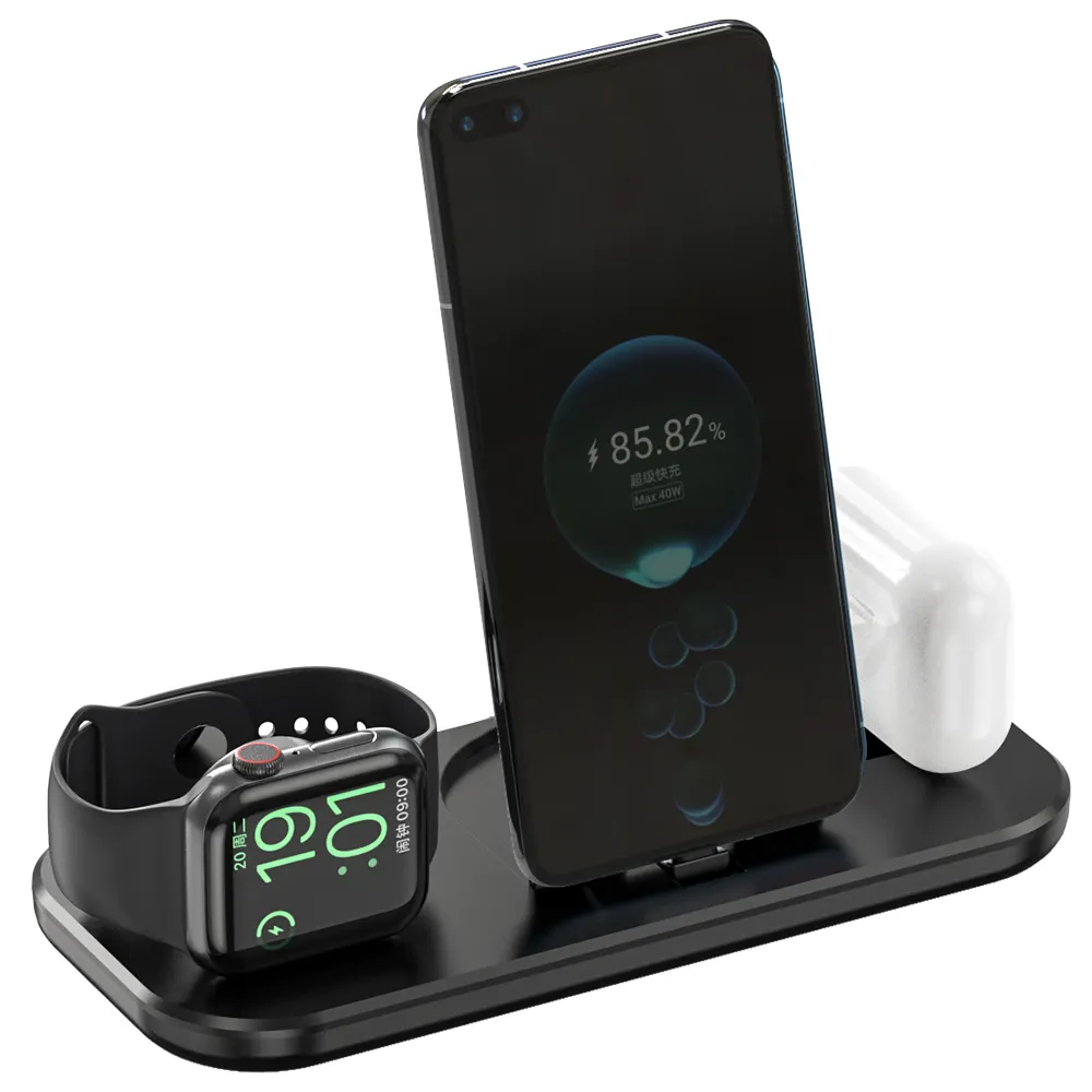 Charging Foldable Phone Holder Support Qi Fast Charging Stand 3 In 1 Wireless Charger For Iphone And Android