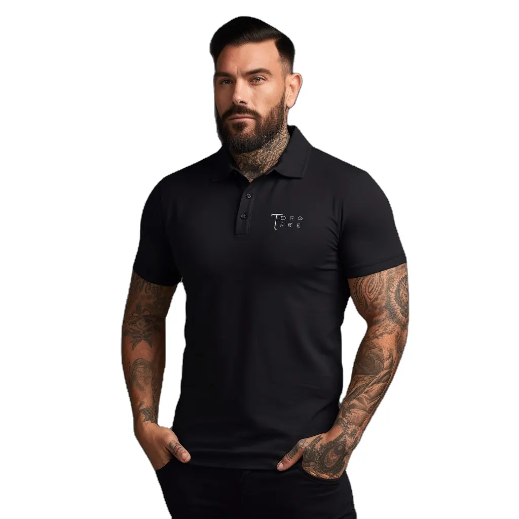 Camiseta de polo gráfica personalizada 100% algodão,