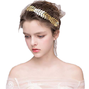 Ikat kepala mahkota daun logam Fashion baru cantik sederhana royal mahkota rambut ikat kepala wanita perempuan aksesori rambut hiasan kepala - Product Image 3