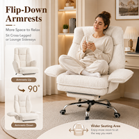 Chaise de bureau moderne minimaliste en tissu avec accoudoirs réglables intégrés, roulettes silencieuses, repose-pieds inclinable et structure en acier