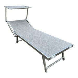 Tumbona de Marca Propia con Estructura de Aleación de Aluminio Gris Oscuro y Parasol, Silla de Piscina para Exteriores 180x60x76x38cm - Product Image 4