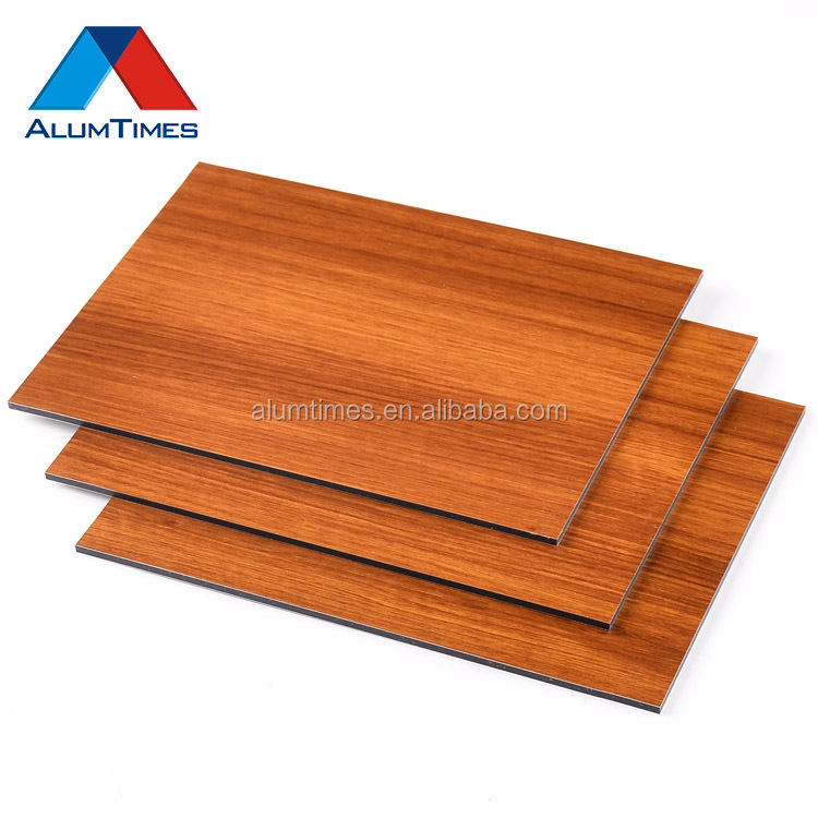 Haute Résistance En Aluminium de revêtement de mur extérieur en bois finition feuille acp