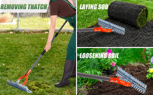 56in matériel en métal de haute qualité jardin désherbage houe cultivateur néerlandais étrier houe outil d'élimination des mauvaises herbes râteau à chaume - Product Image 5