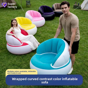 Fauteuil gonflable en PVC floqué personnalisé, pliable, à gonflage rapide, avec dossier, pour camping extérieur et mobilier de maison – Vente en gros - Product Image 5