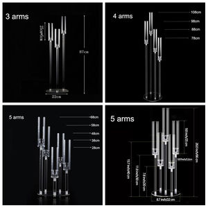 Bảng trang trí đám cưới centerpieces tái sử dụng 5 cánh tay candelabra rõ ràng Glass Acrylic Candle Holders - Product Image 2