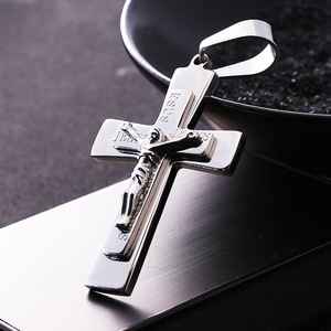 Classico Grande Croce Del Pendente 18K Oro Giallo Religioso Crocifisso Gesù Croce Pendente Per Gli Uomini di Gioielli In Acciaio Inox - Product Image 5