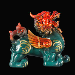 Paire de <span class=keywords><strong>Figurines</strong></span> Pixiu en cuivre pur Décoration de la maison et du bureau pour la collecte de richesses Ornements en métal sculptés à la main - Product Image 2