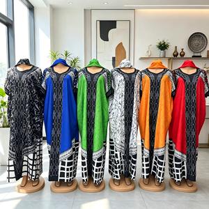 Vestidos Africanos Elegantes para <span class=keywords><strong>Mujer</strong></span>, Kaftán Maxi de Lujo con Bordado, Manga de Encaje, Seda de Leche, Jalabiya Abaya con Bufanda - Product Image 2