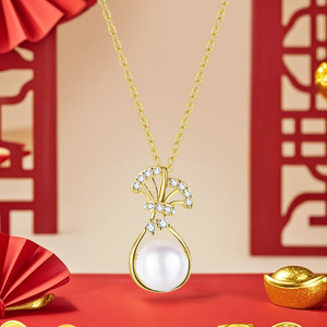 Collana con Ciondolo Lucky Bag per Donne, Perle Imitate Stile Pavé, Gioielli alla Moda per Uso Quotidiano - Product Image 4