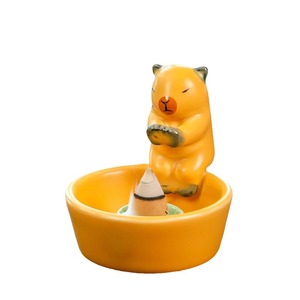 Brûleur d'encens en céramique en forme de chat avec diffuseur d'aromathérapie à cône de bois de santal pour la maison et le bureau - Product Image 5