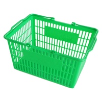 Keranjang Belanja Plastik HDPP Ramah Lingkungan 22L dengan Pegangan Ganda untuk Supermarket dan Pusat Perbelanjaan