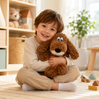 Peluche chien mignon et doux, jouet en peluche marron de dessin animé, poupée en peluche câline pour enfants, cadeau d'anniversaire ou de Noël