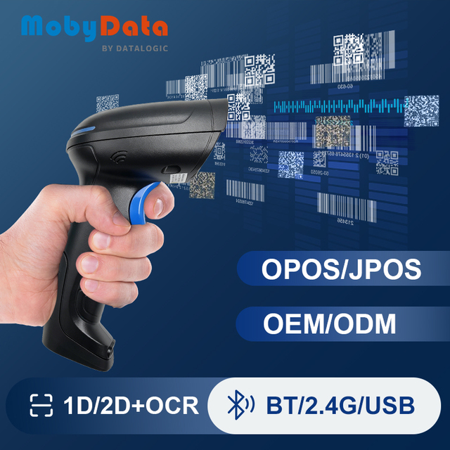 Mobydata HS400BT High Speed Portable 2d Barcode Scanner Portable Wireless Qr Code Industrial Barcode Scanner