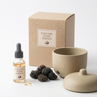 Diffuseur d'arômes en pierre de lave en céramique avec couvercle et base à trous d'aération, ensemble de pierres aromatiques pour huiles essentielles, vente en gros pour la décoration intérieure