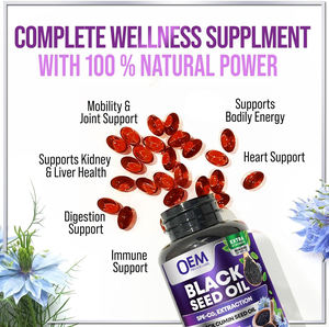 <span class=keywords><strong>Capsules</strong></span> d'huile de cumin noir OEM 100% Huile de nigelle pure en gélules avec thymoquinone pour la santé de la peau - Product Image 3