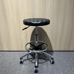 Sillas Redondas Modernas y Elegantes de Poliuretano PU, Silla Giratoria Negra para Hospital, Fábrica, Tienda, Salón, Estudio, Laboratorio, Planta, <span class=keywords><strong>Bar</strong></span> - Product Image 3