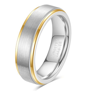 Anillos de Carburo de Tungsteno de 6 mm, Color Negro, Dorado y Plateado, Anillo de Boda Unisex, Joyería - Product Image 5