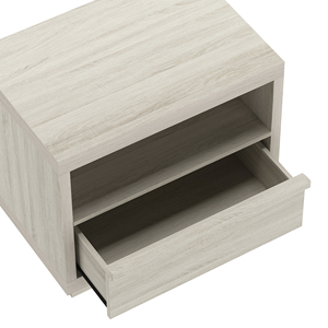 Nightstand In Whitewashed Oak Wood Finish With Open <b>Shelf</b> And Drawer Storage For Bedroom Use - Product Image 6