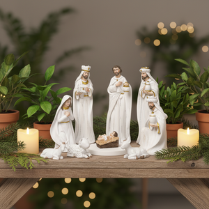 Statue en résine écologique peinte à la main de la Sainte Famille de Jésus, pour Noël, la famille Witt, la paroisse, l'église, articles religieux - Product Image 6