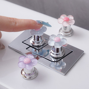 Flower Toilet Flush Button Resin <b>Light</b> Pink Blue Purple Contemporary Design Hand Control <b>Bathroom</b> Tank <b>Switch</b> - Product Image 2