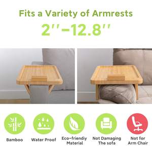 Bamboo <strong>Chair</strong> <strong>Caddy</strong> Wood Tray Single-Tier Rectangle Storage Tray for Living Room Kitchen Rectangular Wood Armrest Couch Food - Product Image 4