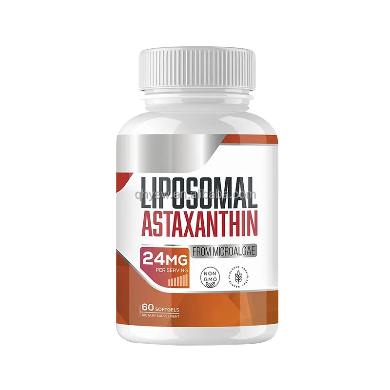 Suplemento de Astaxantina Lipossomal de Força OEM planta Astaxantina Softgels apoia a atividade antioxidante Suporte à saúde da pele e dos olhos