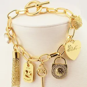 TongLing Bracelet Korean Gold Plated Love Letter Initial Pendant Chain Charm Bracelet