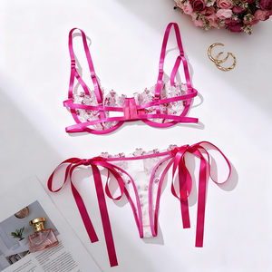 Completo intimo sexy da donna con ricamo floreale, set delicato da fata in pizzo a 2 pezzi, in saldo negli Stati Uniti - Product Image 5