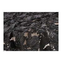 Tissu brodé noir prix usine, tissu organza floral 3D texturé, tissu organza de créateur pour robe de mariée et robe de soirée