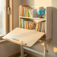Bureau d'étude électrique à trois moteurs pour enfants, hauteur réglable, plateau inclinable avec étagère pour la lecture, le dessin et l'écriture