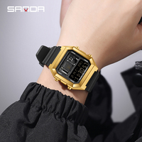 Sanda 6216 mode Quartz chronographe luxe 5ATM étanche poignet luxe alliage boîtier TPU bracelet hommes montres numériques Reloj Hombre