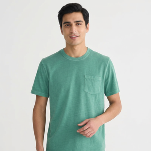 T-shirt à poche en coton 100% biologique, sous-vêtement en coton pour homme, manches courtes, t-shirts personnalisés pour homme, t-shirt à col rond pour homme - Product Image 1