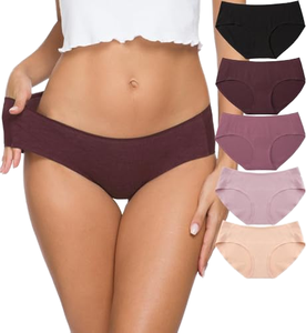 Paquete Múltiple de Braguitas Personalizadas para Mujer, Suaves, Sin Costuras, Lisas, Transpirables, Elásticas, de Algodón - Product Image 1
