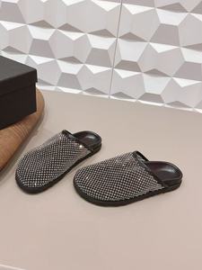 2026 Women Autumn Light Weight <b>Closed</b> <b>Toe</b> Microfiber Upper Slip on Sparkly <b>Mules</b> Summer Design Beaded Mesh Slippers - Product Image 2