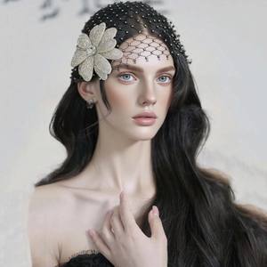 Diadema de novia con diamantes de imitación, tocado con forma de flor grande <span class=keywords><strong>para</strong></span> <span class=keywords><strong>mujer</strong></span>, tocado de boda hueco de cristal, tocado de circón - Product Image 2