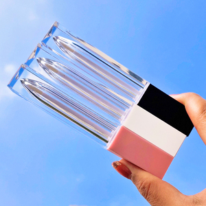 3ml 5ml 7ml 8ml 10ml, tubes de brillant à lèvres carrés en plastique or rose pour cosmétiques, emballage avec baguettes en stock - Product Image 4