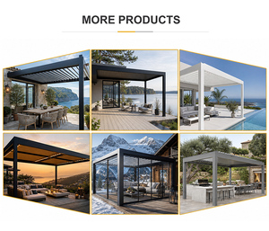 Pergola en aluminium multi-tailles, toit bioclimatique motorisé, revêtement poudré, écologique, antirouille, gazebo extérieur, villa, resort - Product Image 6