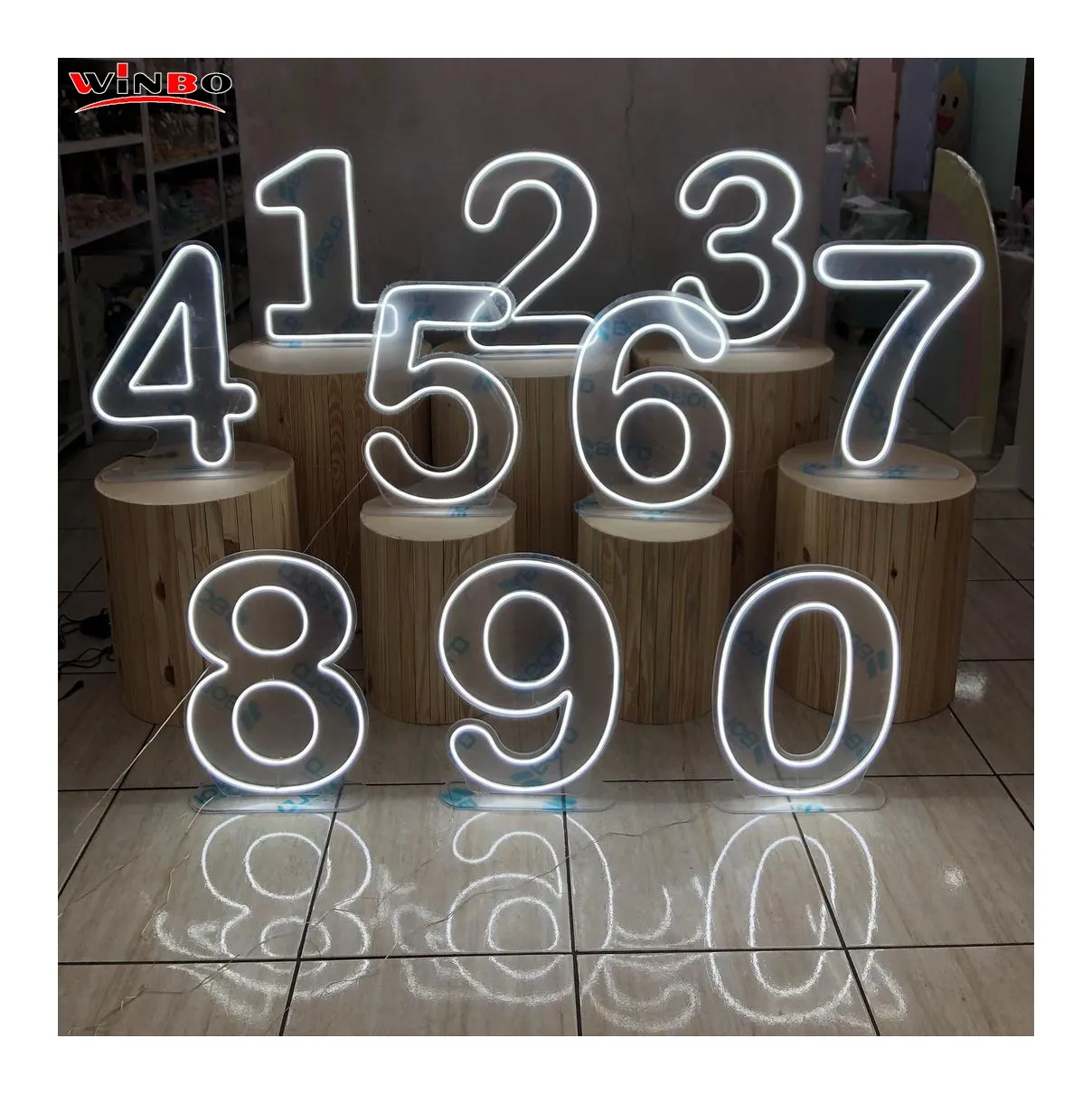 Winbo Manufacturer Customized indoor Neon made wall Waterproof Neon Numbers Sign Led Light Up lights Letters