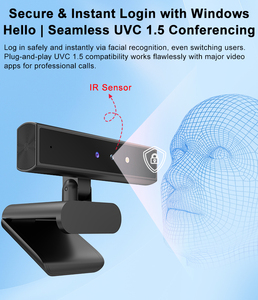 เว็บแคม CMOS แบบปรับหมุนได้ 360 องศา ความละเอียด 2K เชื่อมต่อผ่านพอร์ต USB ใช้งานได้กับพีซี/แล็ปท็อป/เดสก์ท็อป รองรับ Windows Hello Face ID <span class=keywords><strong>กล้อง</strong></span>ขนาดเล็กพร้อมไมโครโฟนในตัว - Product Image 5