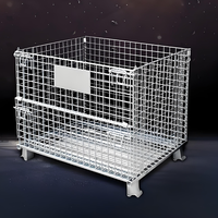 Cage de stockage en acier galvanisé à faible MOQ, porte rabattable détachable, haute capacité de charge, pour atelier de pneus automobiles, excellent rapport volume/poids