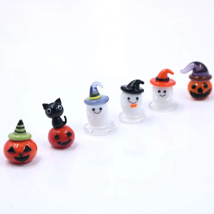 Miniatur Kaca Halloween Mini, Ornamen Patung Kecil Gaya Campuran