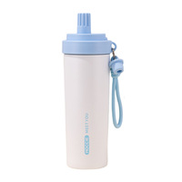 Botol Vakum Isolasi Stainless Steel 304 Warna-Warni 700ml dengan Sedotan, Mug Kopi Portabel dengan Tali, Performa Termal 6-12 Jam
