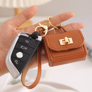 Creative PU Leather Mini Bag Keychain Openable Handbag Pendant Portable Coin Purse Fashion Bag Accessory Car <strong>Keyring</strong> Small <strong>Charm</strong> - Product Image 3