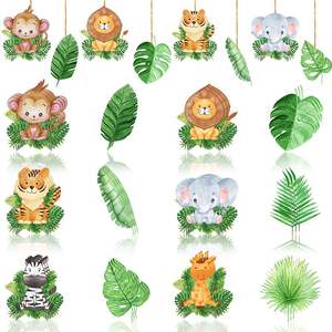 2025 <span class=keywords><strong>Jungle</strong></span> Animal thème Lion tigre papier suspendus décorations gâteau décoration fournitures fête cadeau décoration cintres en gros - Product Image 5