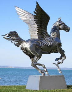 Sculpture <span class=keywords><strong>de</strong></span> <span class=keywords><strong>cheval</strong></span> <span class=keywords><strong>Troi</strong></span> en acier inoxydable, sculpture d'extérieur en acier inoxydable - Product Image 4