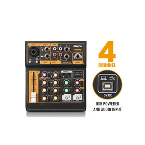 4 canaux audio portable mélangeur DJ musique console avec alimentation fantôme 48V interface audio pour DJ Live web montrer