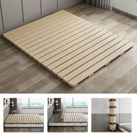 Cadre de lit pliant en bois, lit tatami pliable de taille Queen avec design à lattes de type rouleau, cadre de lit sur palette pour chambre à coucher