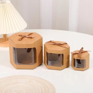 Caja de papel de embalaje con Lazo de cinta, hexagonal, transparente, para regalos, venta al por mayor, tienda Web - Product Image 6